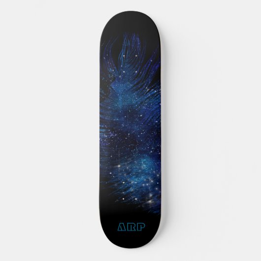 *~* Cosmic Boho Mitternacht Sky Pastell Feather Skateboard (Vorderseite)