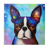 Cosmic Boston Terrier Fliese (Vorderseite)