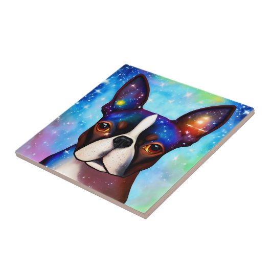 Cosmic Boston Terrier Fliese (Seite)