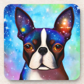 Cosmic Boston Terrier Getränkeuntersetzer (Vorderseite)