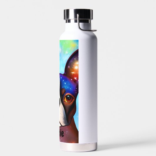 Cosmic Boston Terrier Monogram Trinkflasche (Links)