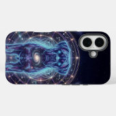 Cosmic Boxer Dog Zodiac Cyber Galaxy iPhone Case (Rückseite (Horizontal))