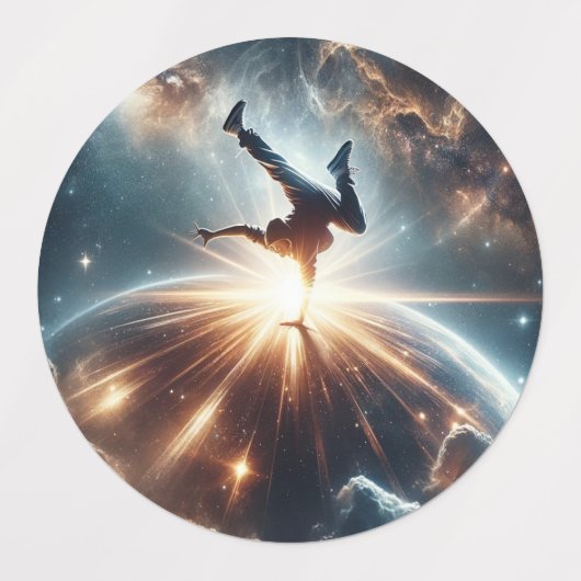 Cosmic Breakdancer Art – Galaxy Hip Hop Dance Etiketten (Design 1)