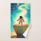 Cosmic Brew: Astronauts Kaffee-Traum Badhandtuch Set (Handtuch)