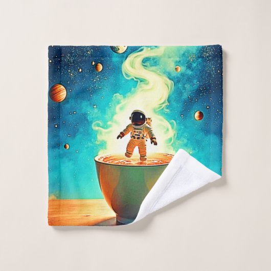 Cosmic Brew: Astronauts Kaffee-Traum Badhandtuch Set (Waschlappen)