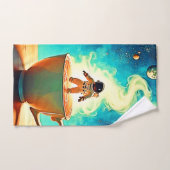 Cosmic Brew: Astronauts Kaffee-Traum Badhandtuch Set (Handtuch)