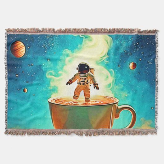 Cosmic Brew: Astronauts Kaffee-Traum Decke (Vorderseite)