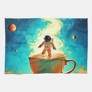 Cosmic Brew: Astronauts Kaffee-Traum Geschirrtuch