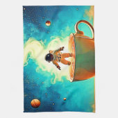 Cosmic Brew: Astronauts Kaffee-Traum Geschirrtuch (Vertikal)