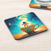 Cosmic Brew: Astronauts Kaffee-Traum Getränkeuntersetzer (Linke Seite)