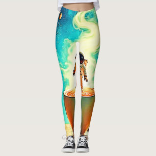 Cosmic Brew: Astronauts Traum vom Kaffee Leggings