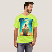 Cosmic Brew: Astronauts Traum vom Kaffee T-Shirt (Vorne ganz)