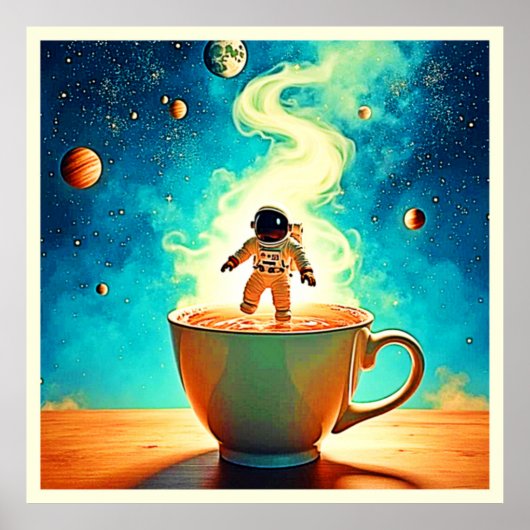 Cosmic Brew: Astronauts Traumkaffee Poster (Vorne)