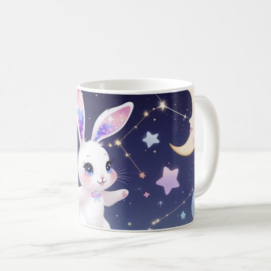 Cosmic Bunny Mug – Celestial Rabbit Kaffeetasse (VorderseiteRechts)