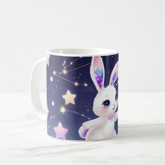 Cosmic Bunny Mug – Himmelhase Kaffeetasse (Vorderseite Links)