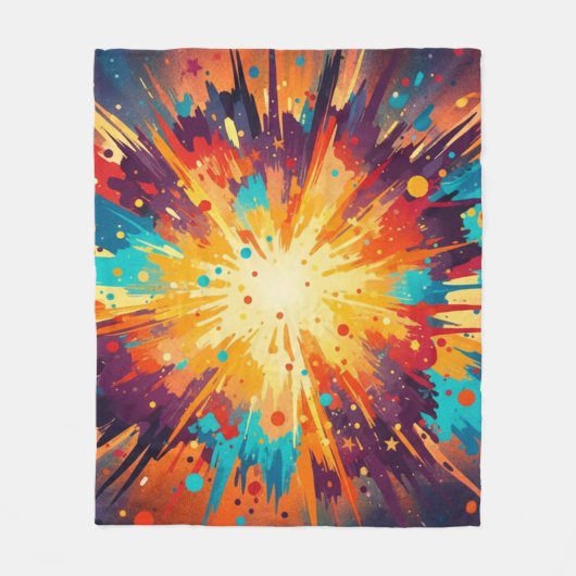 Cosmic Burst Abstract Splatter Art Fleecedecke (Vorderseite)