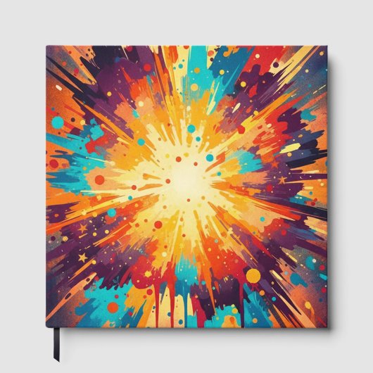 Cosmic Burst Abstract Splatter Art Gästebuch (Vorderseite)