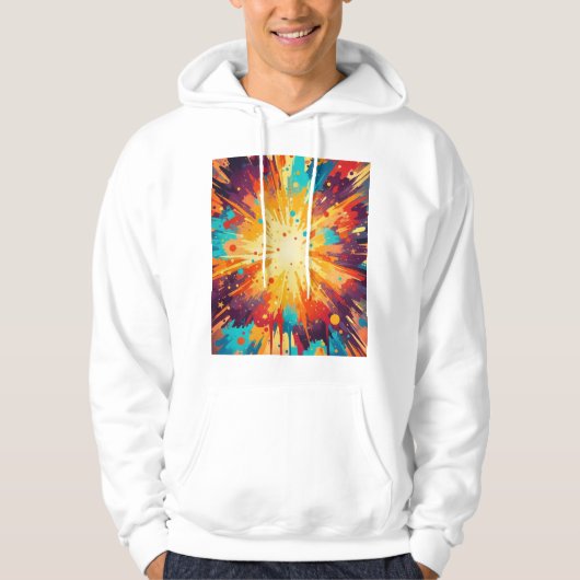 Cosmic Burst Abstract Splatter Art Hoodie (Vorderseite)