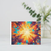 Cosmic Burst Abstract Splatter Art Postkarte (Stehend Vorderseite)
