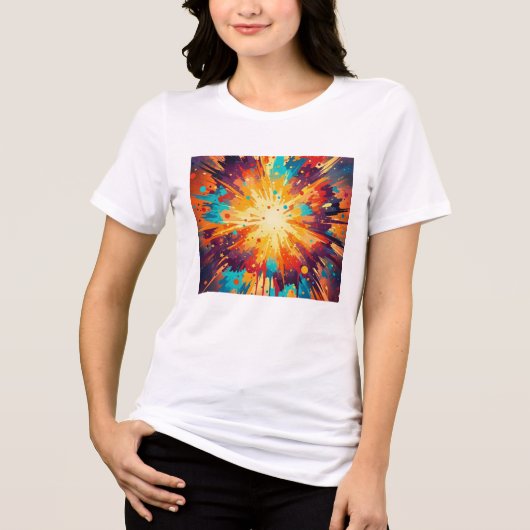 Cosmic Burst Abstract Splatter Art Tri-Blend Shirt (Vorderseite)