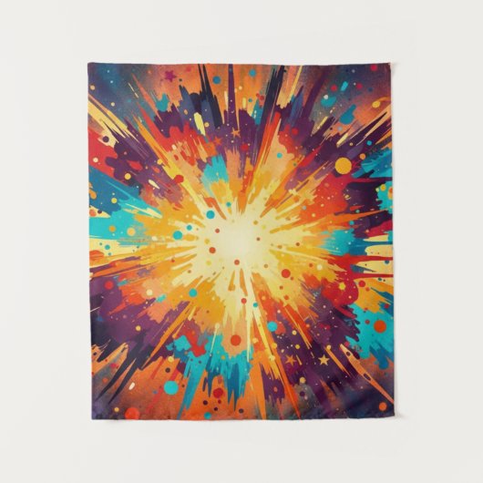 Cosmic Burst Abstract Splatter Art Wandteppich (Vorderseite)