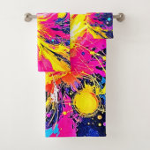 Cosmic Burst: Vibrant Splatter Art Badhandtuch Set (Insitu)