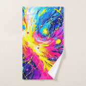 Cosmic Burst: Vibrant Splatter Art Badhandtuch Set (Handtuch)