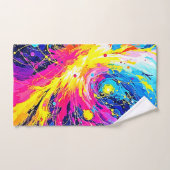 Cosmic Burst: Vibrant Splatter Art Badhandtuch Set (Handtuch)
