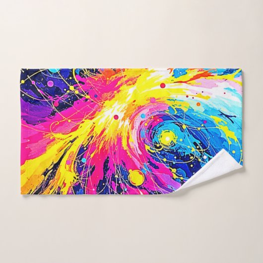 Cosmic Burst: Vibrant Splatter Art Badhandtuch Set (Handtuch)
