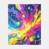 Cosmic Burst: Vibrant Splatter Art Fleecedecke (Vorderseite)