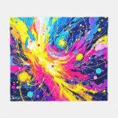 Cosmic Burst: Vibrant Splatter Art Fleecedecke (Vorderseite (Horizontal))