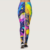 Cosmic Burst: Vibrant Splatter Art Leggings (Rückseite)