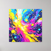 Cosmic Burst: Vibrant Splatter Art Leinwanddruck (Vorderseite)