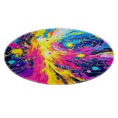 Cosmic Burst: Vibrant Splatter Art Schneidebrett (Ecke)