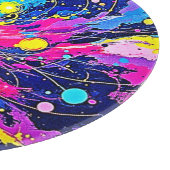 Cosmic Burst: Vibrant Splatter Art Schneidebrett (Ecke)
