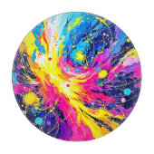 Cosmic Burst: Vibrant Splatter Art Schneidebrett (Vorderseite)