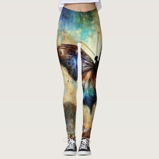 Cosmic Butterfly Fantasy Artwork Leggings (Vorderseite)