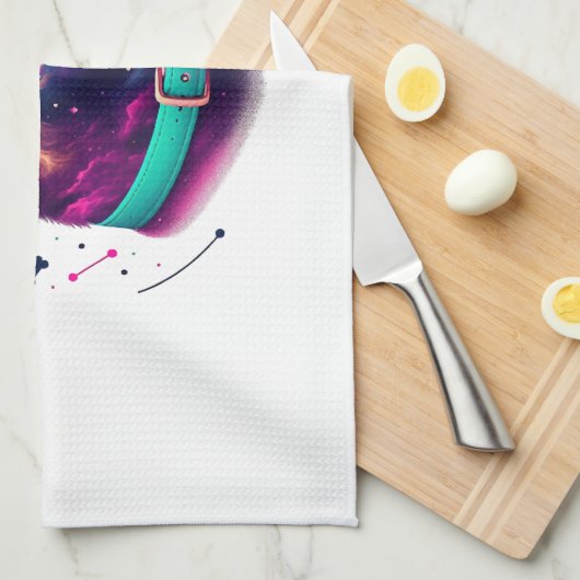 Cosmic Canine Graphic Tee Geschirrtuch (Viertel Falte)