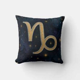 Cosmic Capricorn Golden Zodiac Symbol Kissen