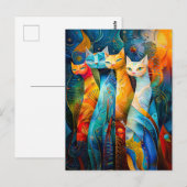 Cosmic Cat Art with Stellar Background Postkarte (Vorne/Hinten)