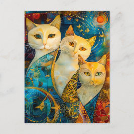 Cosmic Cat Art with Stellar Background Postkarte