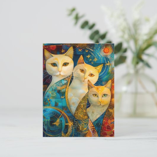 Cosmic Cat Art with Stellar Background Postkarte (Stehend Vorderseite)