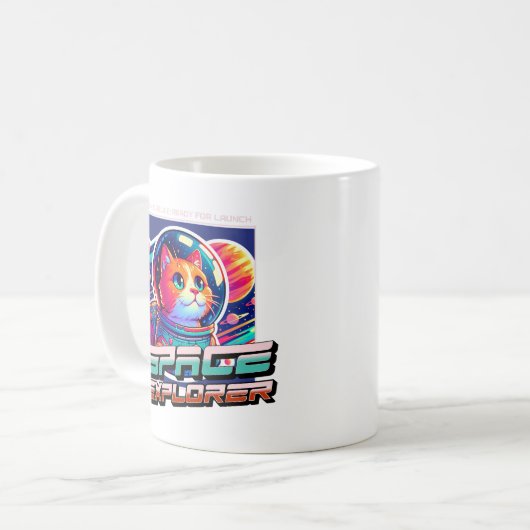 Cosmic Cat Astronaut Mug Kaffeetasse (Vorderseite Links)