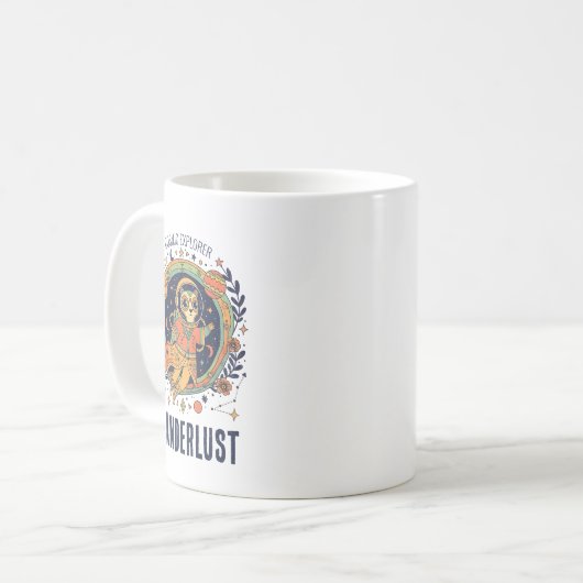 Cosmic Cat Astronaut Space Explorer Wanderlust Kaffeetasse (Vorderseite Links)