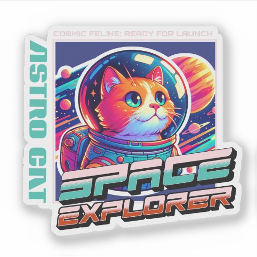 Cosmic Cat Astronaut Sticker (Vorderseite)