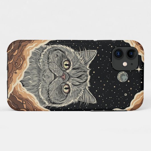 Cosmic Cat Case-Mate iPhone Hülle (Rückseite (Horizontal))