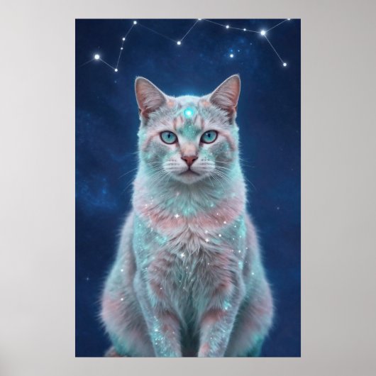 Cosmic Cat Constellation Galaxy Art Poster (Vorne)