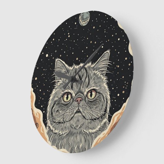 Cosmic Cat Große Wanduhr (Winkel)