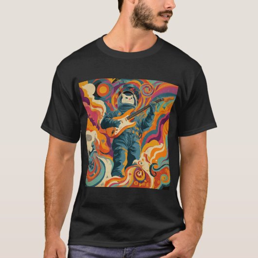 Cosmic Cat Guitarist T-Shirt (Vorderseite)
