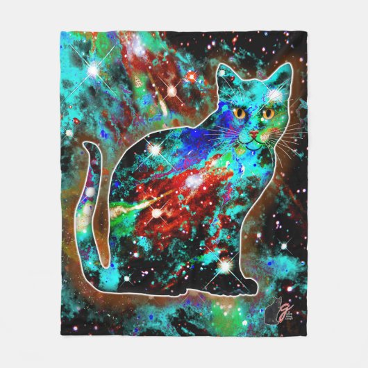 Cosmic Cat Lambda Fleecedecke (Vorderseite)
